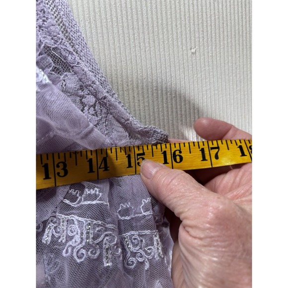 Free People In The Clouds Lace Ruffle Tiered Tank Top Purple Coquette XS NWT - Picture 10 of 12